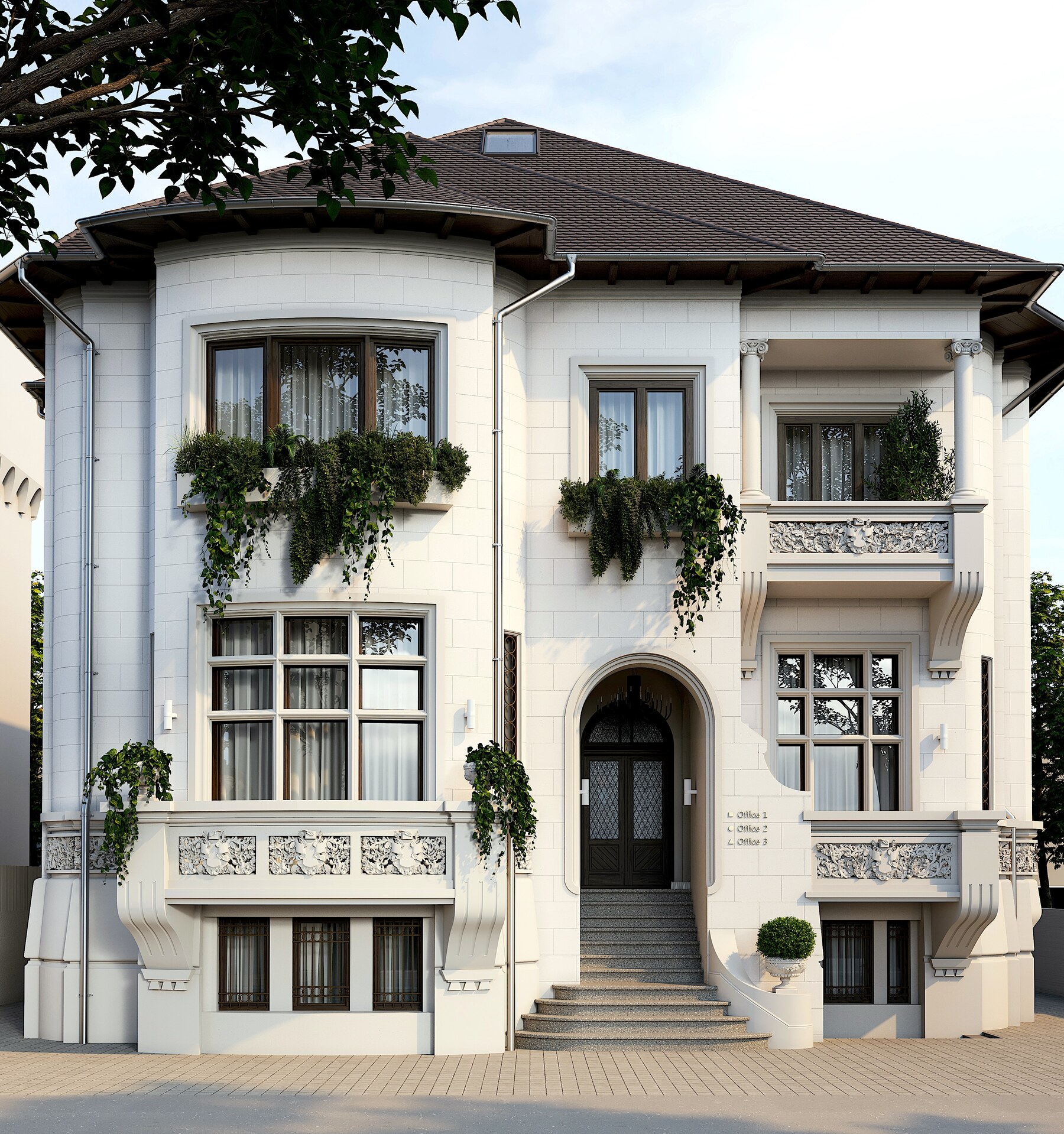 Paris 39 — restored interwar villa with Neoromanian stonework and wrought-iron details